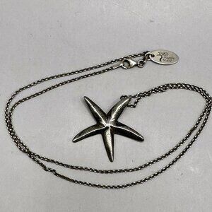 Cast Starfish Pendant Chain Necklace Maggie Bokor Moore Sterling Silver 925 18"